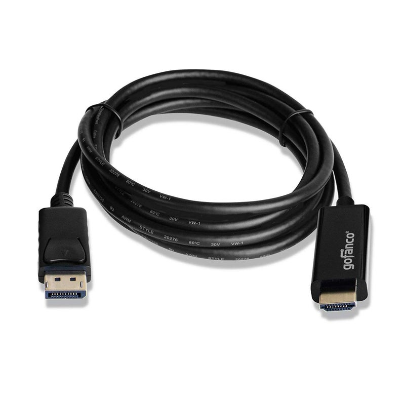 gofanco 6 Ft. DisplayPort 1.2 to 4K HDMI Cable Adapter [Gold Plated] for DP Systems to HDMI Ultra HDTVs or Monitors (DP4kHDMI6F)